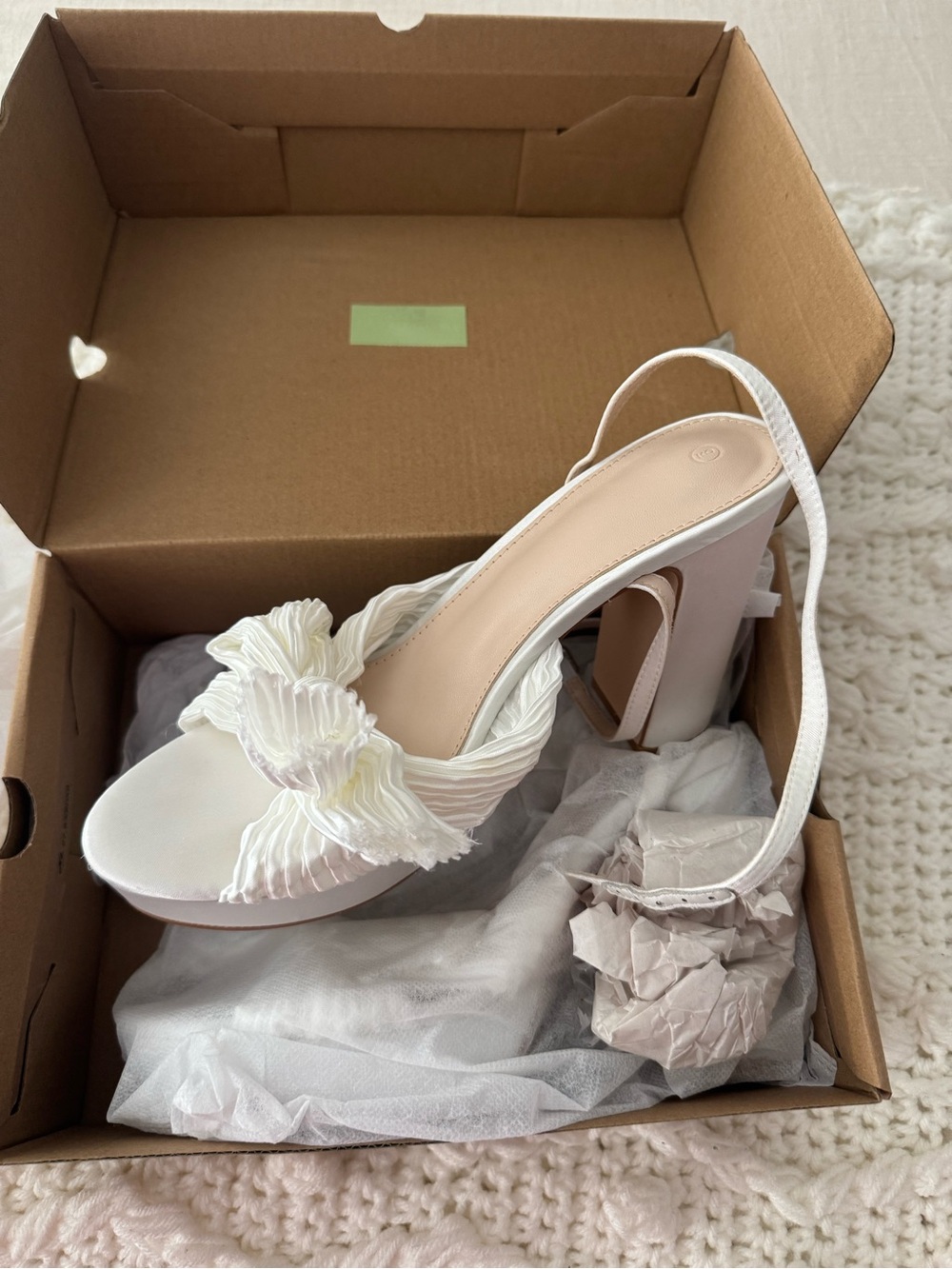 Elegant White Ruffle Strap Block Heel Sandals